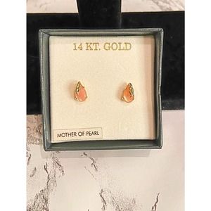 14k Gold and Coral Mother of Pearl Earri